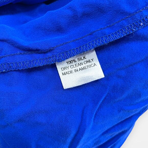 00s AMANDA UPRICHARD Vintage Blue Silk Sleeveless Ruffle Tube Top - Picture 5 of 7